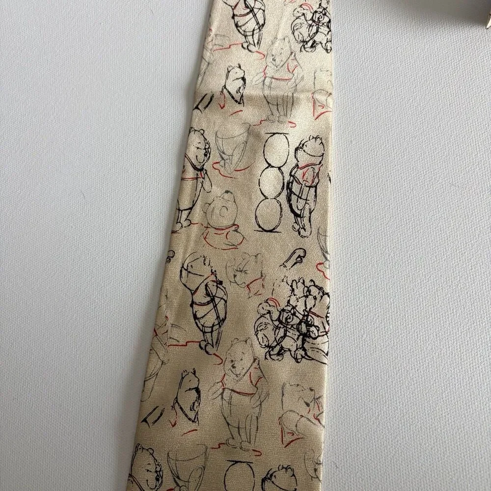 Vintage Cream Disney Tie Sketch Animation Drawing Winnie The Pooh 59” L